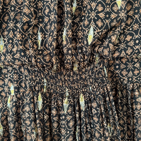 ba&sh Madrid Brown and Gold Silk Mini Dress Size 2 (US 6) Boho French Girl Flowy - Picture 5 of 12